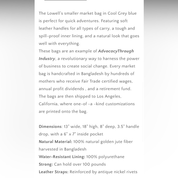 The Lowell New York Blue Canvas Tote with Tan Accents - Picture 8 of 8